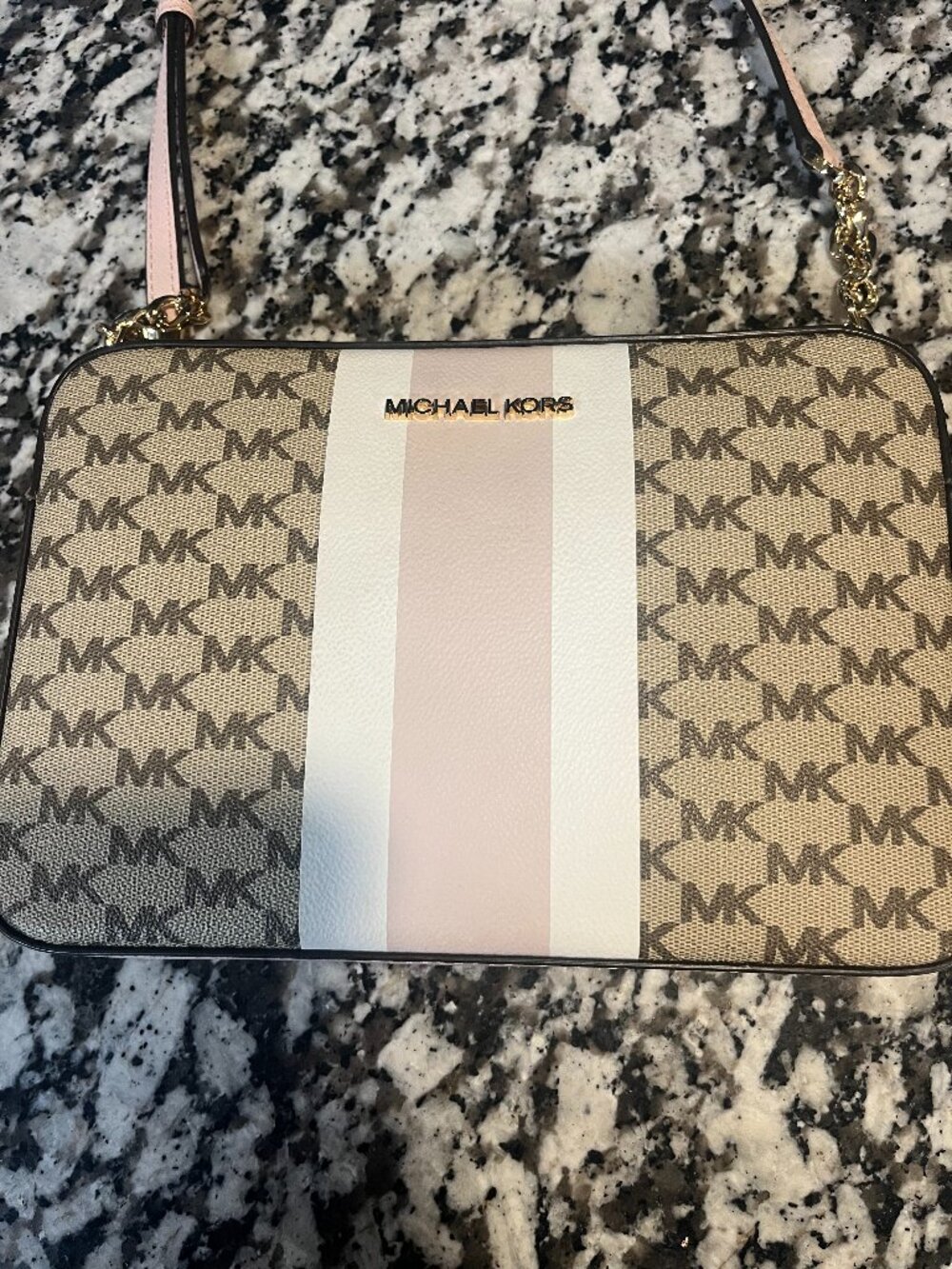 Michael Kors Light Pink & Tan Crossbody Purse | Excellent Condition
